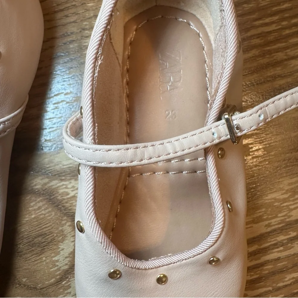 Zara Terez Blush Pink Mary Jane Flats with Gold Studs